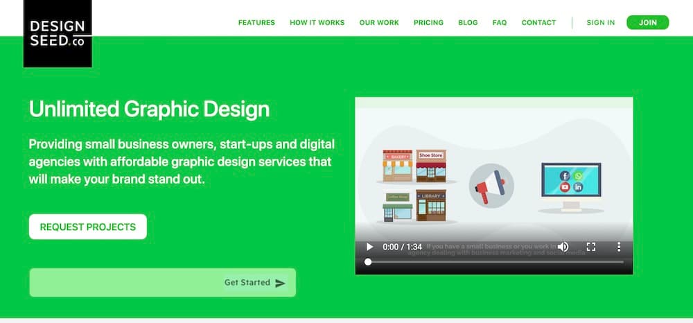  Website Screenshot—Unlimited Graphic Design with Design Seed Co.