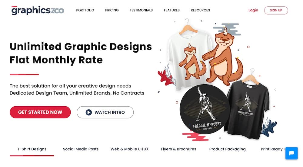 Website Screenshot—Unlimited graphic designs flat monthly rate, Graphics Zoo.