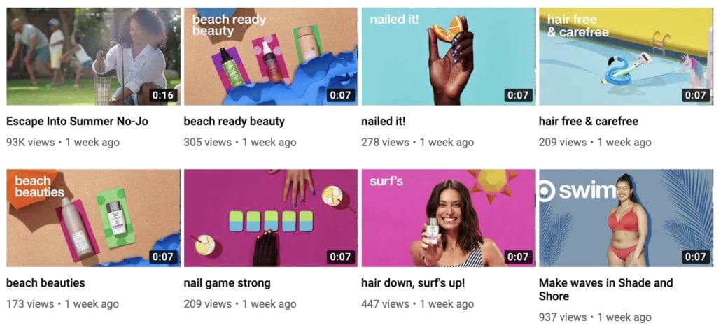 Screenshot of Target YouTube Channel Videos